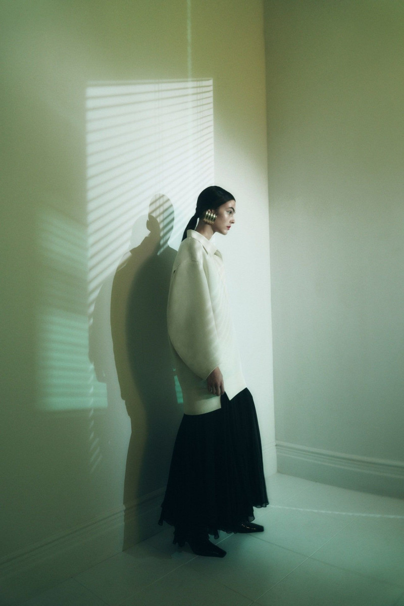 Vittoria Ceretti featured in  the Khaite lookbook for Pre-Fall 2023