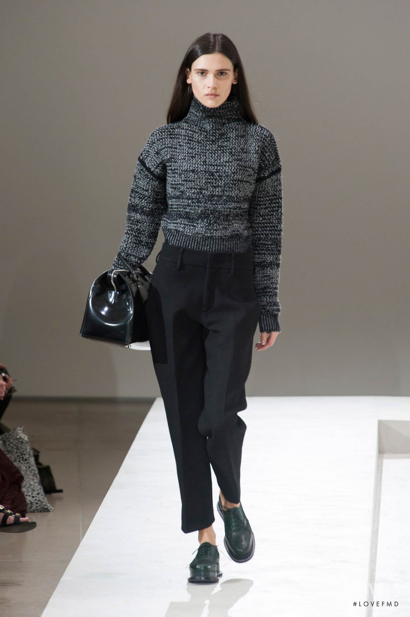 Iana Godnia featured in  the Jil Sander fashion show for Autumn/Winter 2014