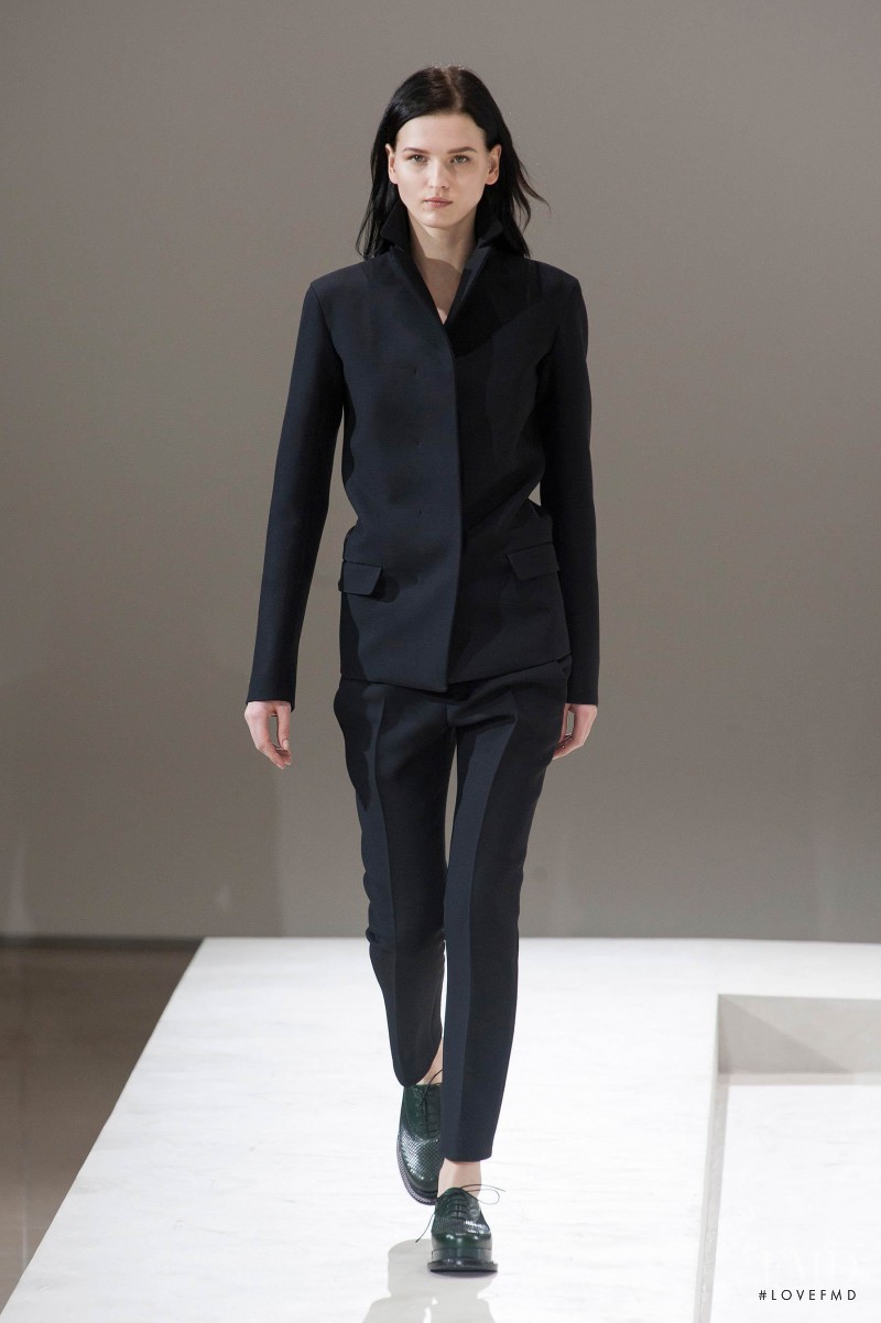 Katlin Aas featured in  the Jil Sander fashion show for Autumn/Winter 2014