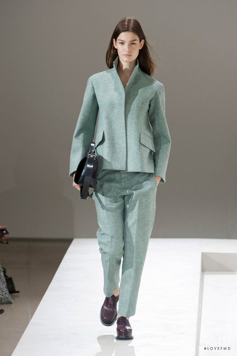Ophélie Guillermand featured in  the Jil Sander fashion show for Autumn/Winter 2014
