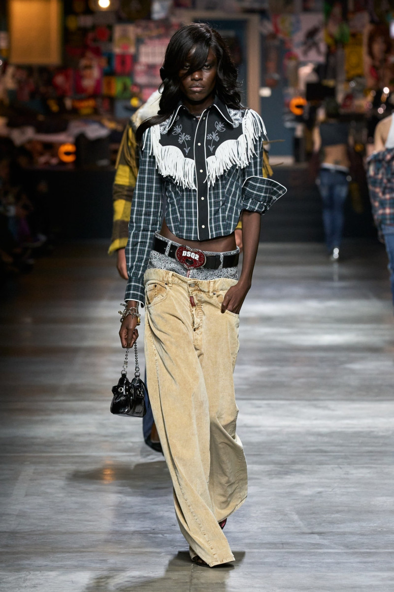 Awar Odhiang featured in  the DSquared2 fashion show for Autumn/Winter 2023