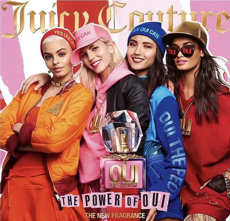 Devon Windsor featured in  the Juicy Couture The Power of Oui Fragrance 2018 advertisement for Autumn/Winter 2018