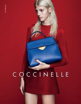 Devon Windsor featured in  the Coccinelle advertisement for Spring/Summer 2015