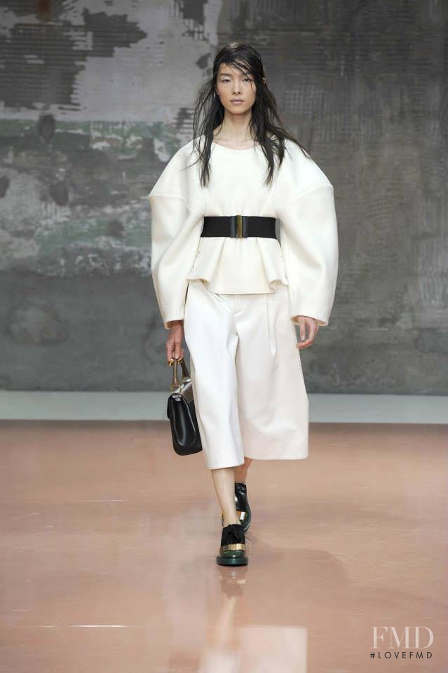 Fei Fei Sun featured in  the Marni fashion show for Autumn/Winter 2014