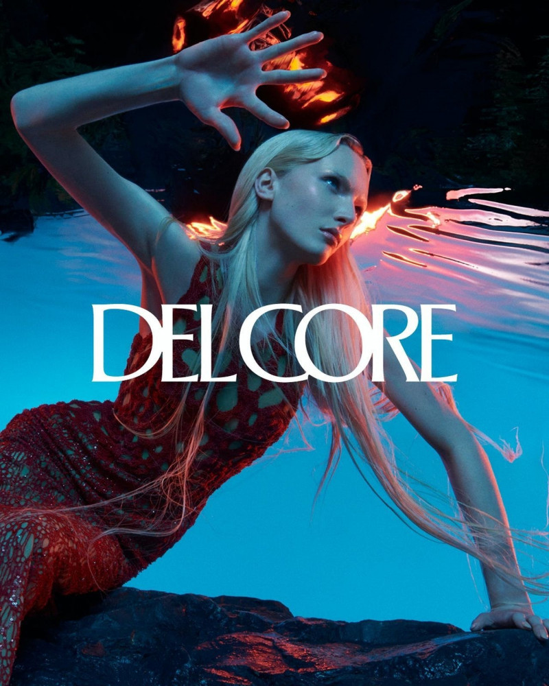 Alex Consani featured in  the Del Core advertisement for Spring/Summer 2023