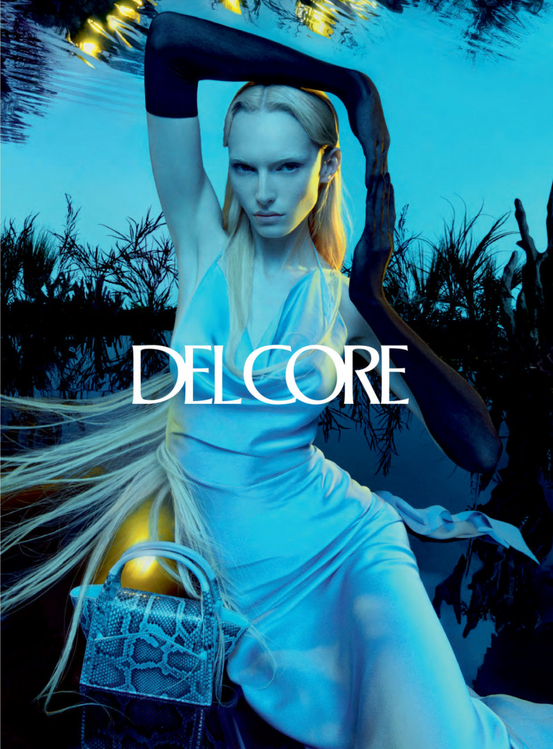 Alex Consani featured in  the Del Core advertisement for Spring/Summer 2023