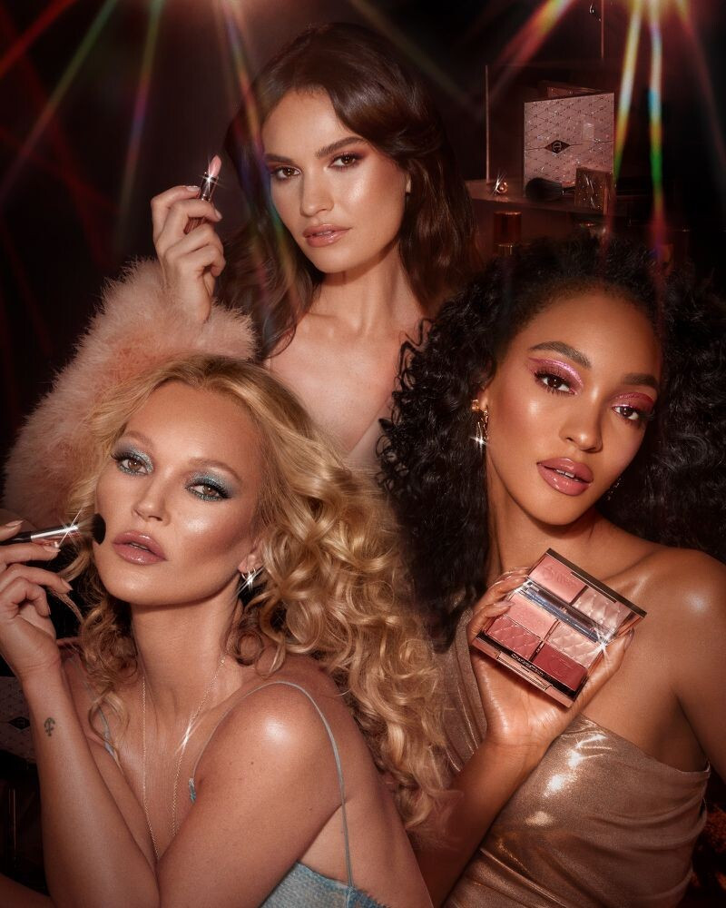 Kate Moss featured in  the Charlotte Tilbury Beauty advertisement for Holiday 2022