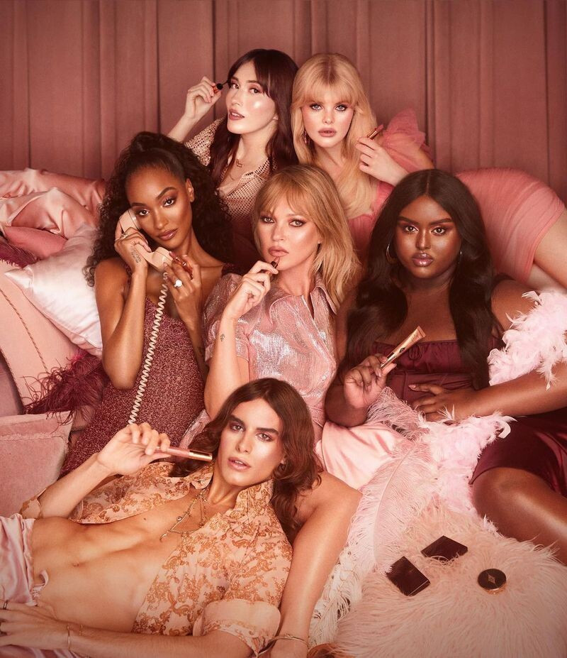Kate Moss featured in  the Charlotte Tilbury Beauty advertisement for Spring/Summer 2022