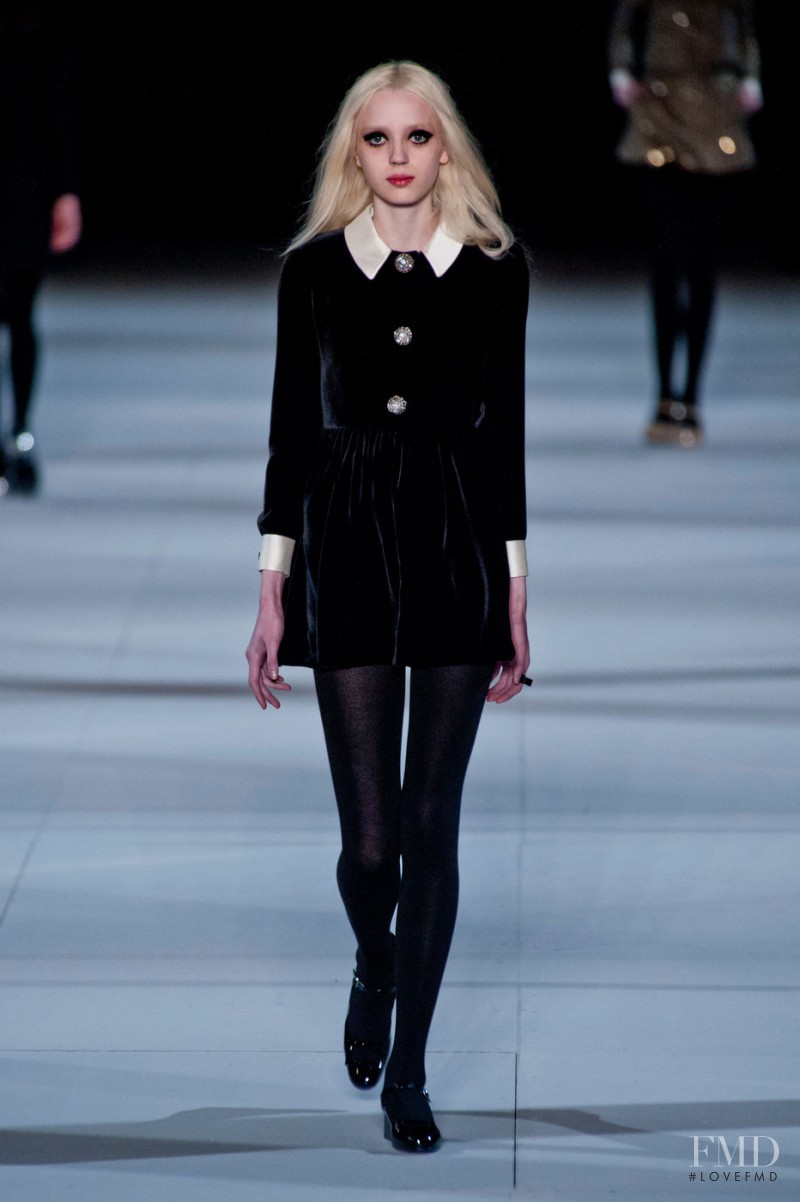 Esmeralda Seay-Reynolds featured in  the Saint Laurent fashion show for Autumn/Winter 2014