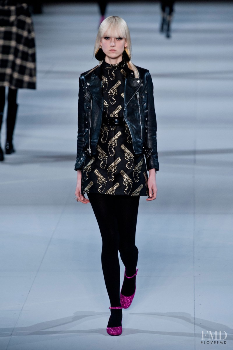 Harleth Kuusik featured in  the Saint Laurent fashion show for Autumn/Winter 2014