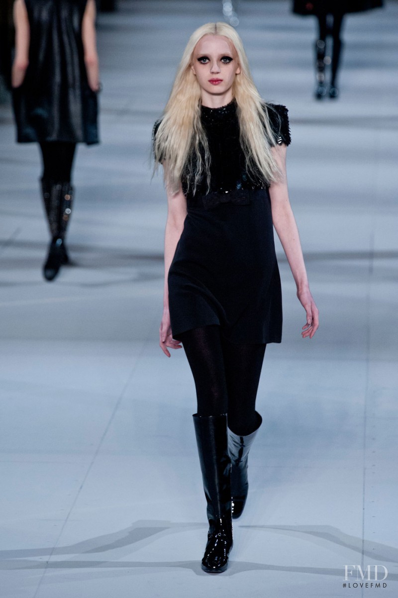 Esmeralda Seay-Reynolds featured in  the Saint Laurent fashion show for Autumn/Winter 2014