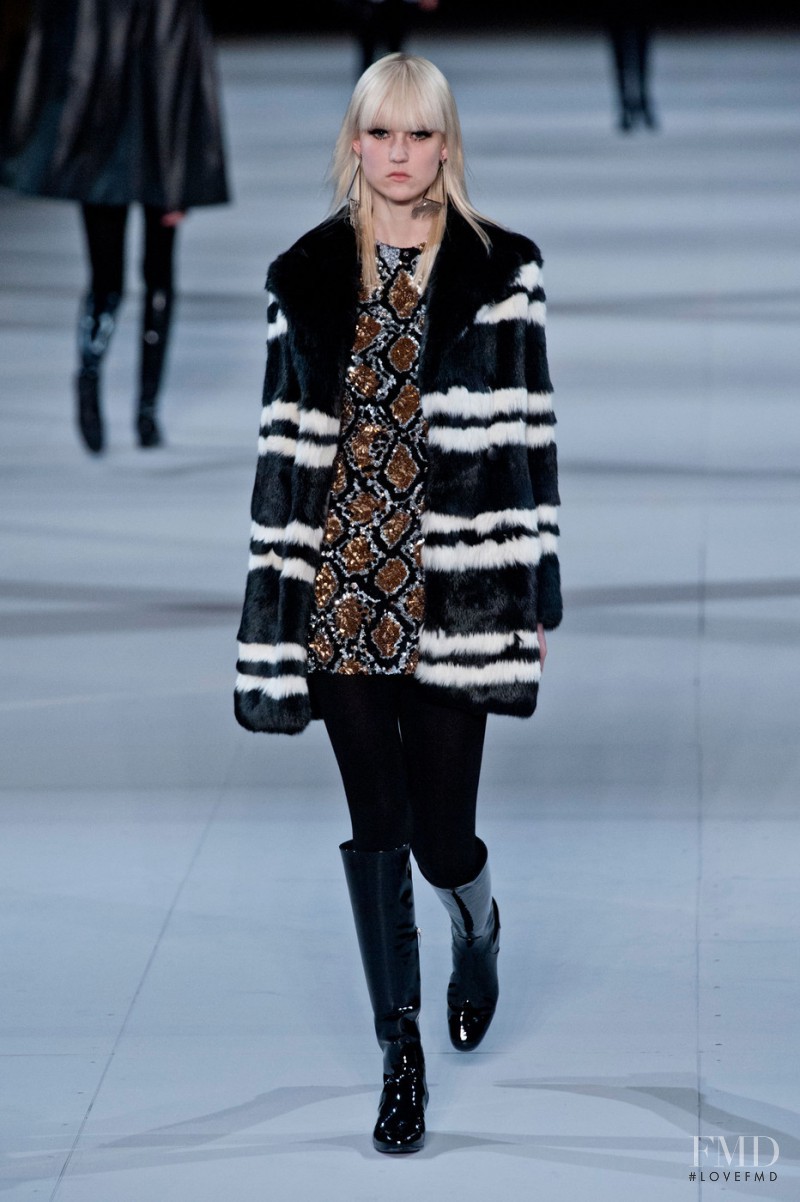 Harleth Kuusik featured in  the Saint Laurent fashion show for Autumn/Winter 2014