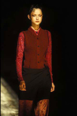 Tasha Tilberg featured in  the Dries van Noten fashion show for Autumn/Winter 1997