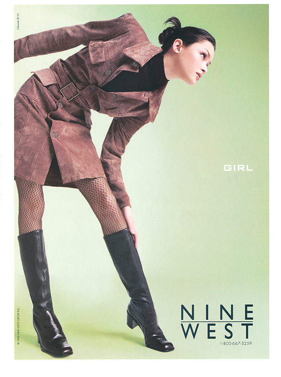 Tasha Tilberg featured in  the Nine West advertisement for Autumn/Winter 1996