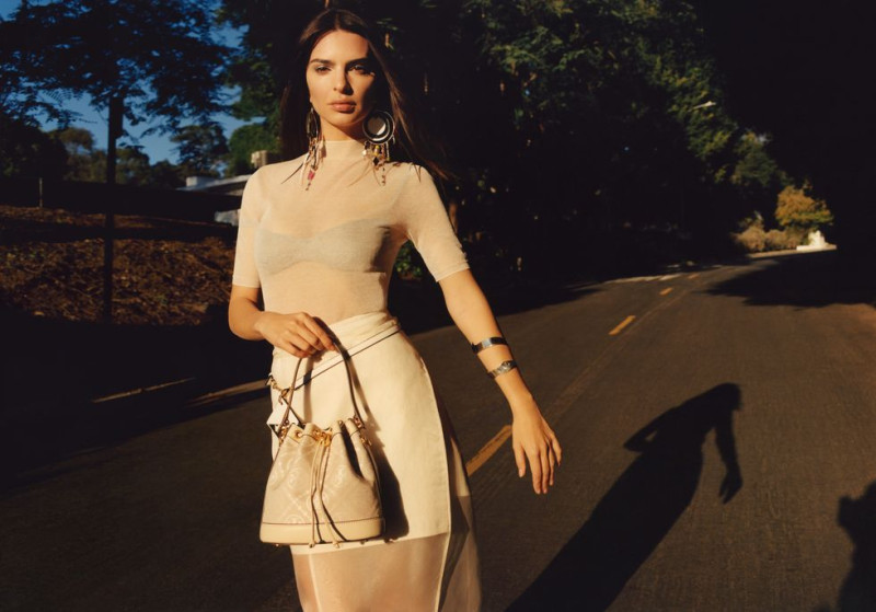 Emily Ratajkowski featured in  the Tory Burch advertisement for Spring/Summer 2023