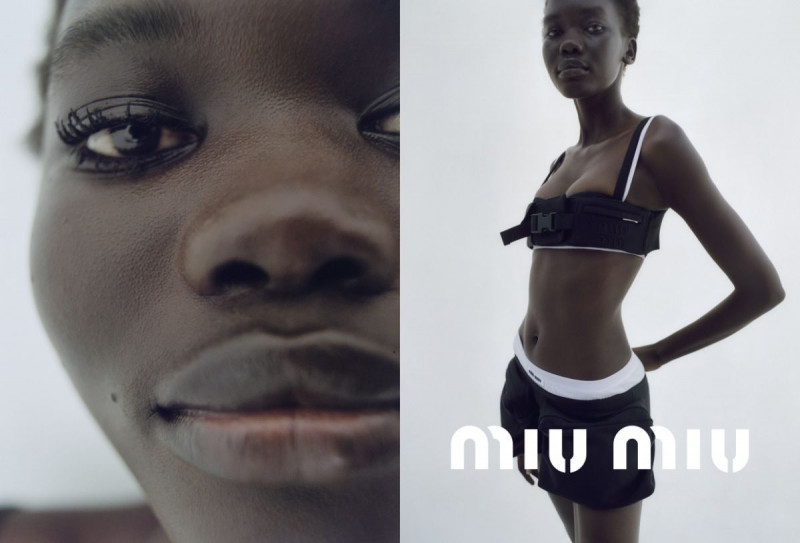 Achol Ayor featured in  the Miu Miu advertisement for Spring/Summer 2023