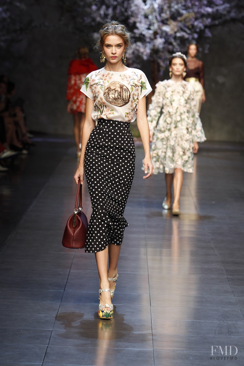 Josephine Skriver featured in  the Dolce & Gabbana fashion show for Spring/Summer 2014