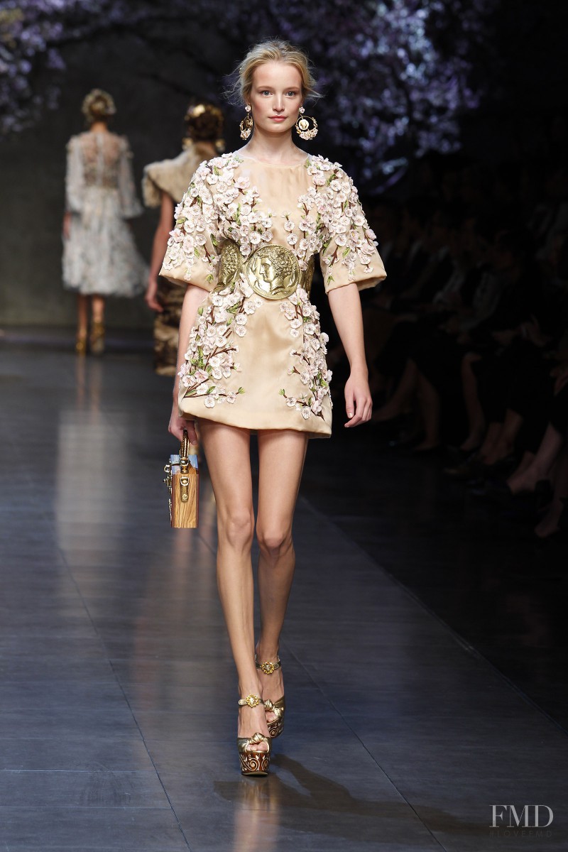 Maud Welzen featured in  the Dolce & Gabbana fashion show for Spring/Summer 2014
