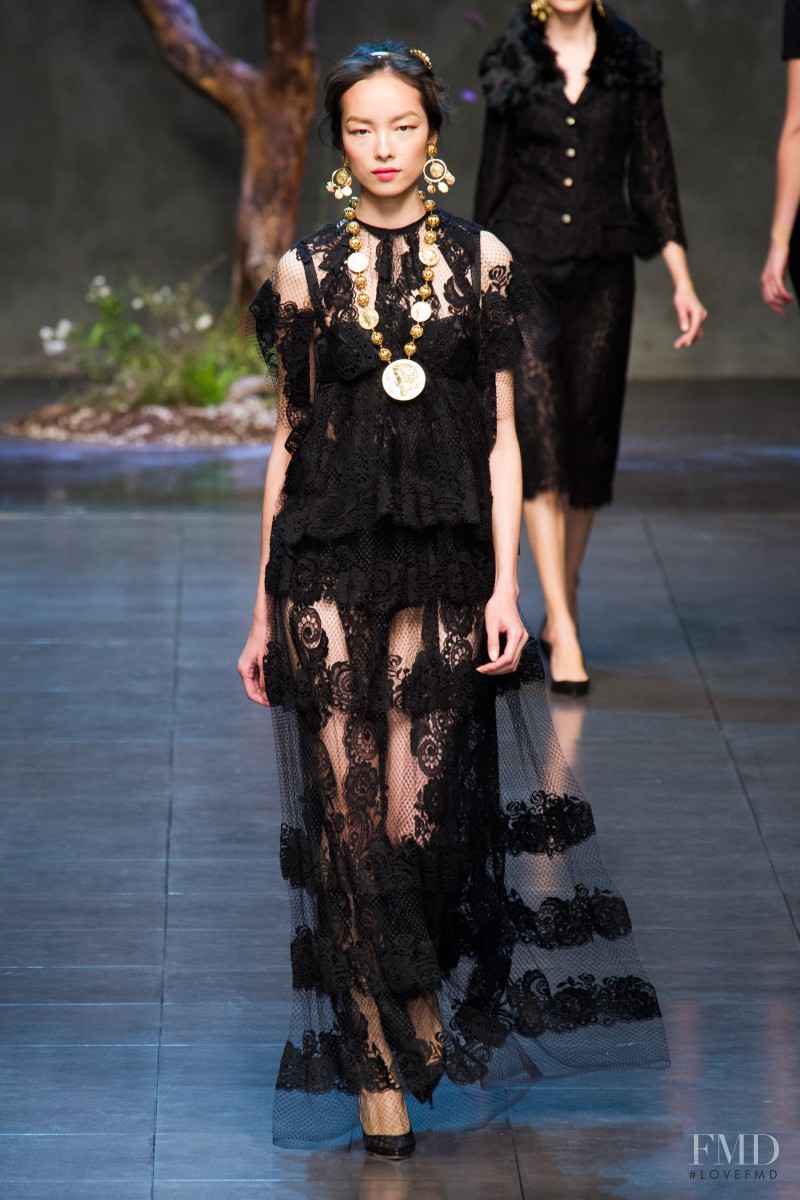 Fei Fei Sun featured in  the Dolce & Gabbana fashion show for Spring/Summer 2014