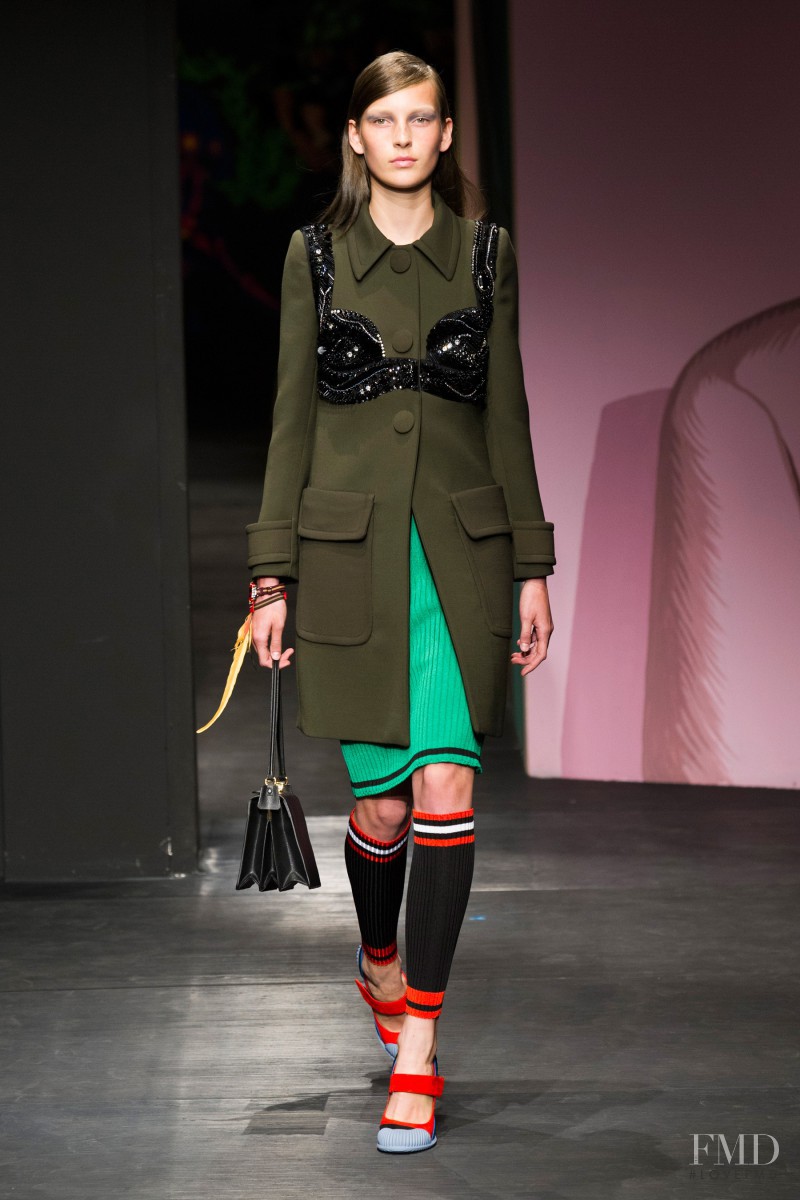 Julia Bergshoeff featured in  the Prada fashion show for Spring/Summer 2014