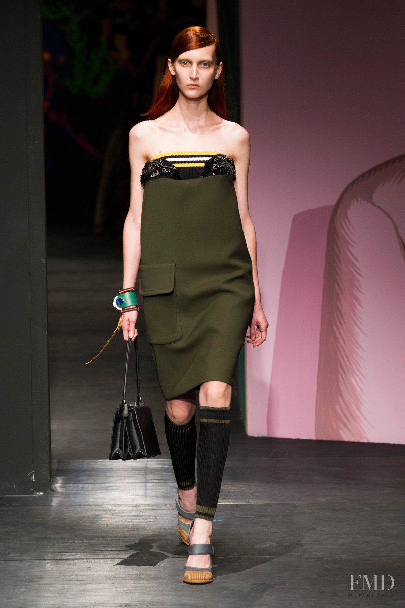 Nika Cole featured in  the Prada fashion show for Spring/Summer 2014