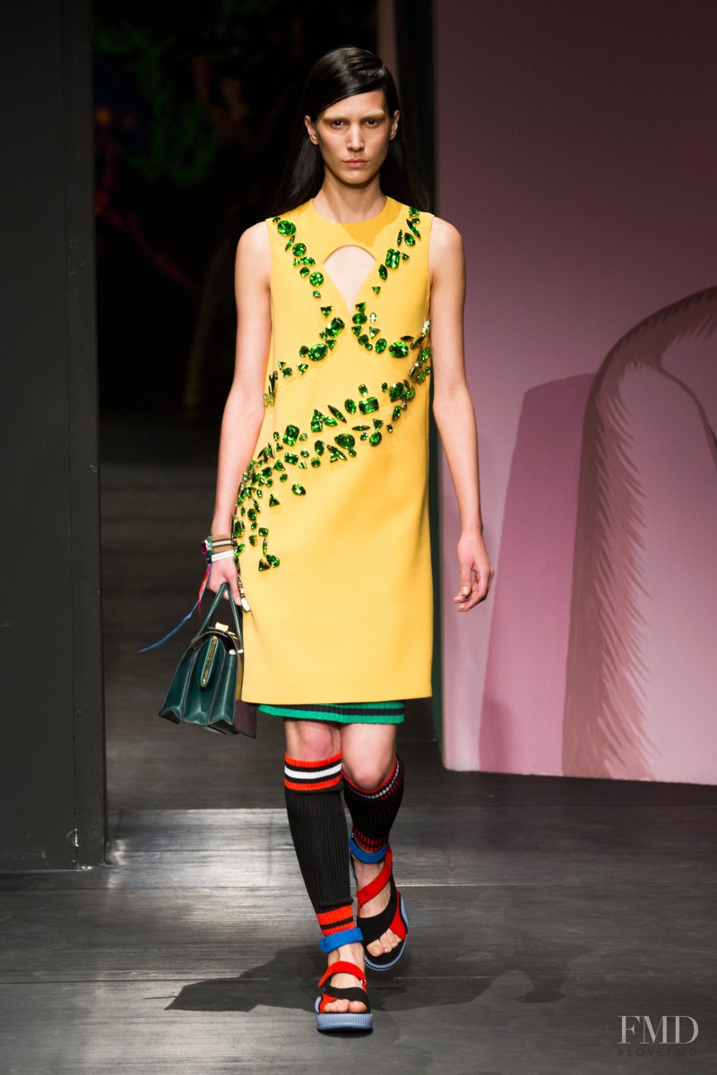 Mijo Mihaljcic featured in  the Prada fashion show for Spring/Summer 2014