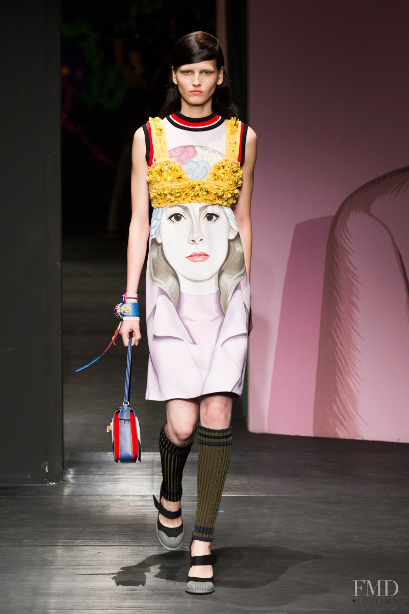 Katlin Aas featured in  the Prada fashion show for Spring/Summer 2014