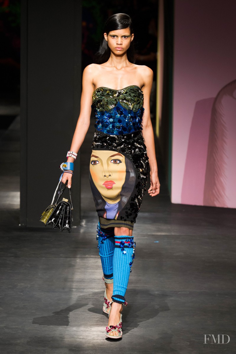 Mariana Santana featured in  the Prada fashion show for Spring/Summer 2014