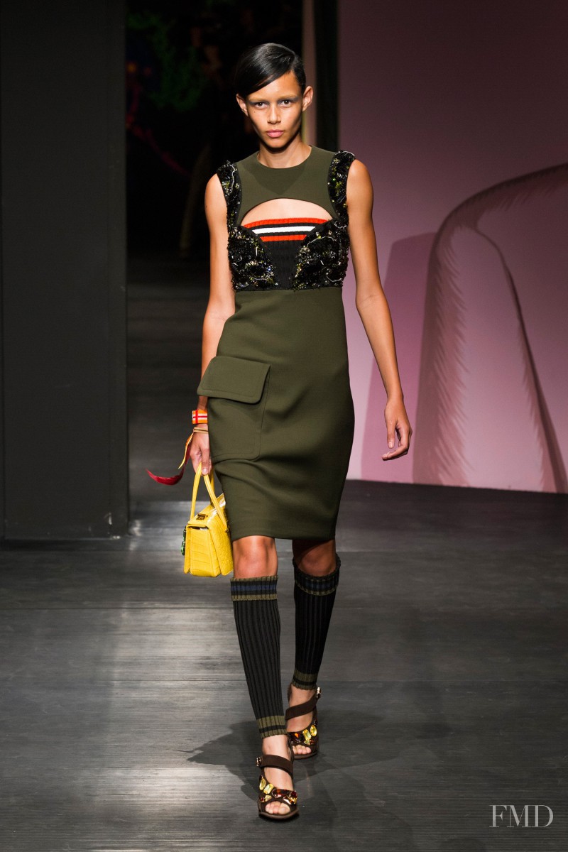 Binx Walton featured in  the Prada fashion show for Spring/Summer 2014