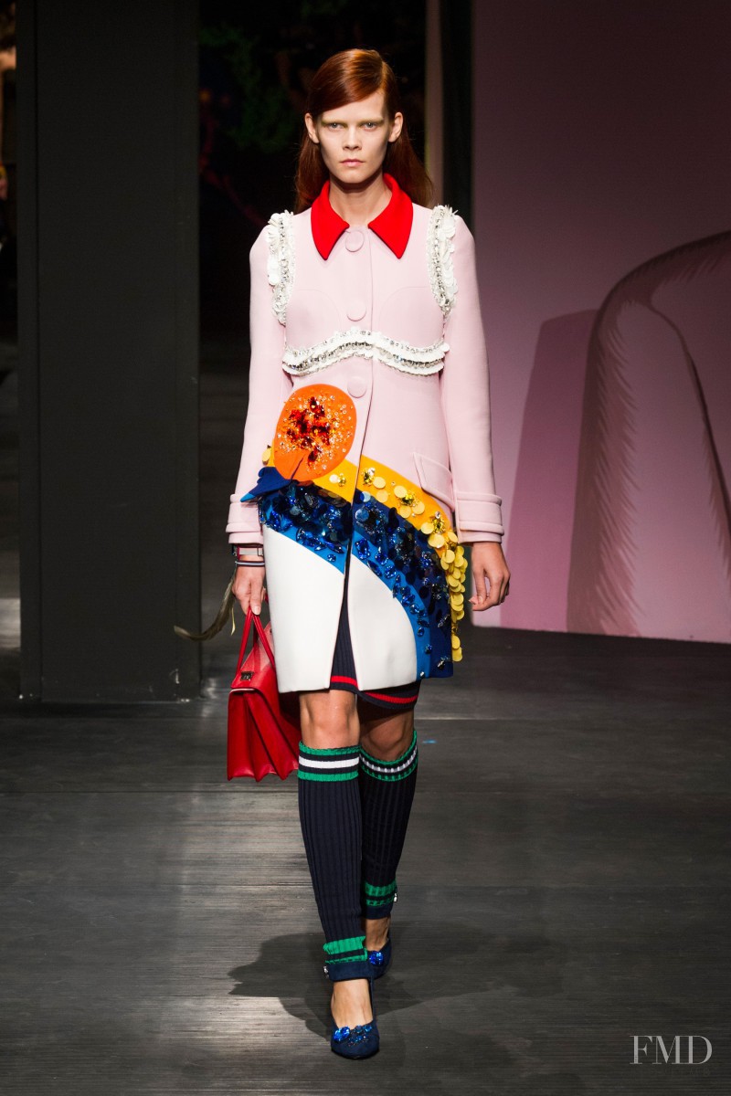 Irina Kravchenko featured in  the Prada fashion show for Spring/Summer 2014