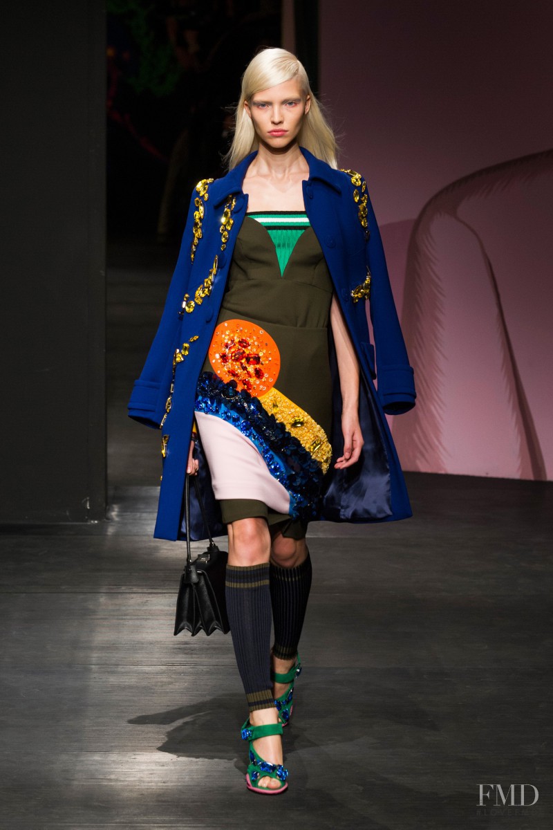 Sasha Luss featured in  the Prada fashion show for Spring/Summer 2014