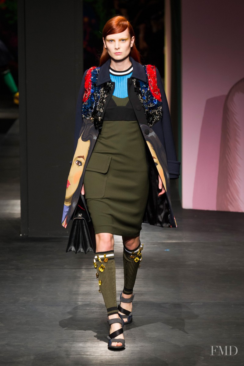 Emilie Ellehauge featured in  the Prada fashion show for Spring/Summer 2014