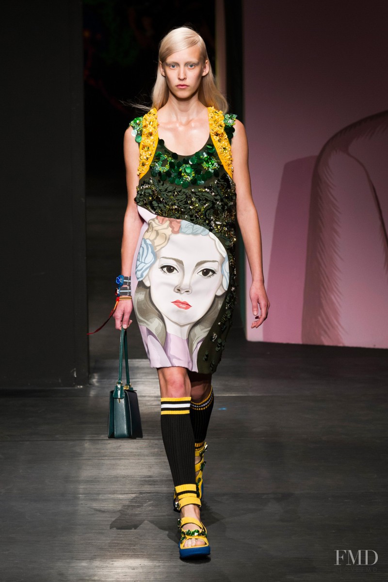 Eva Berzina featured in  the Prada fashion show for Spring/Summer 2014