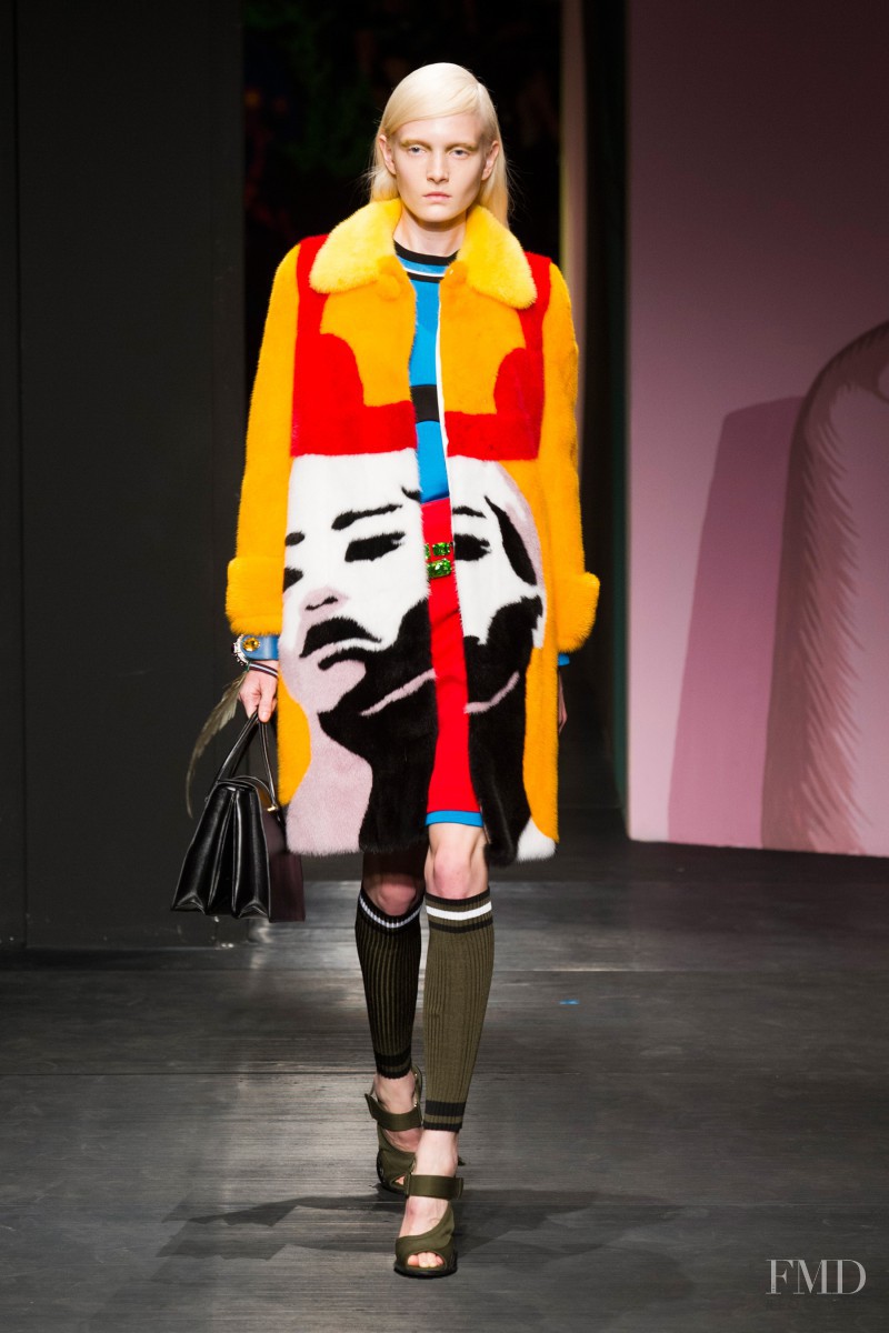 Maja Salamon featured in  the Prada fashion show for Spring/Summer 2014