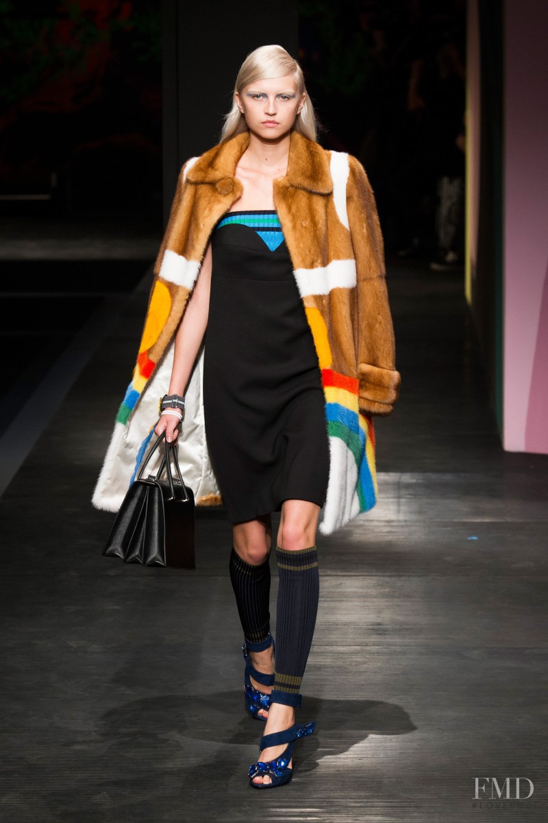 Anabela Belikova featured in  the Prada fashion show for Spring/Summer 2014