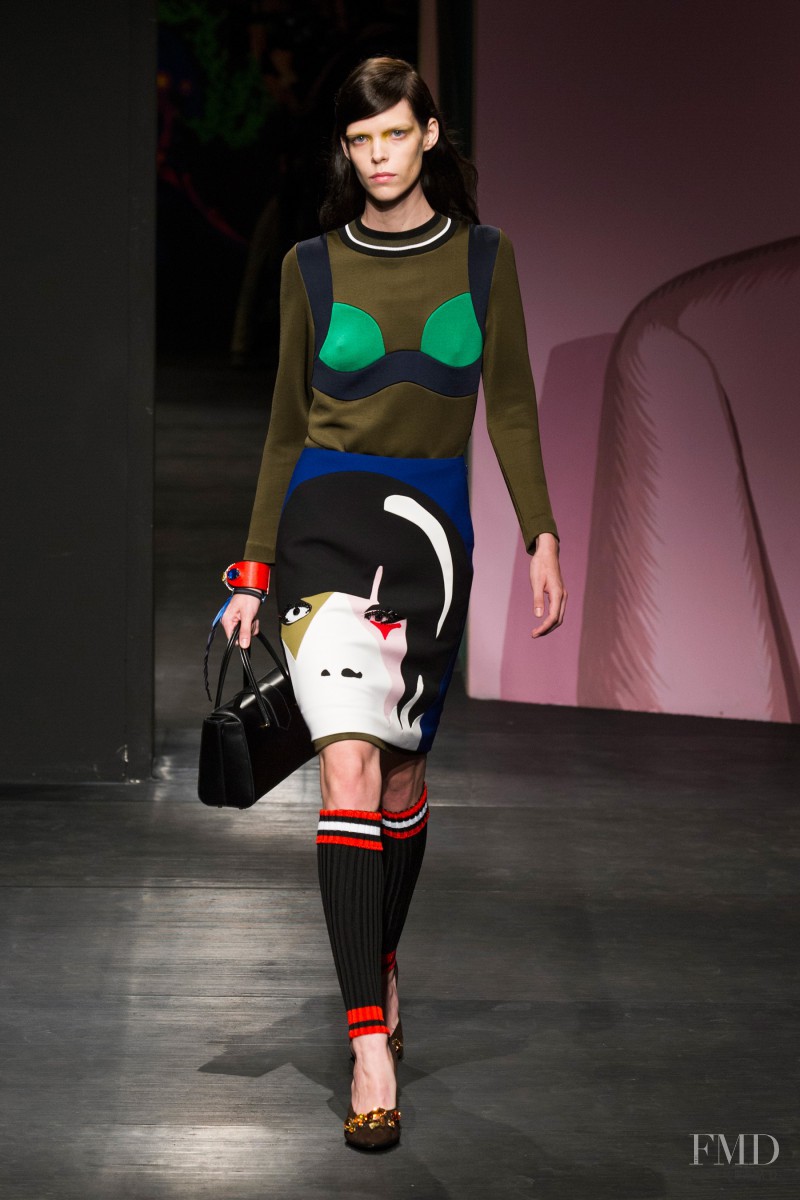 Meghan Collison featured in  the Prada fashion show for Spring/Summer 2014