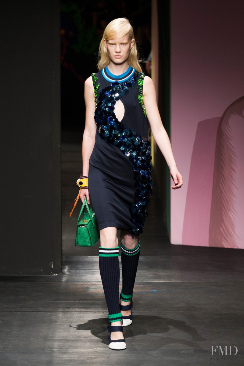 Linn Arvidsson featured in  the Prada fashion show for Spring/Summer 2014