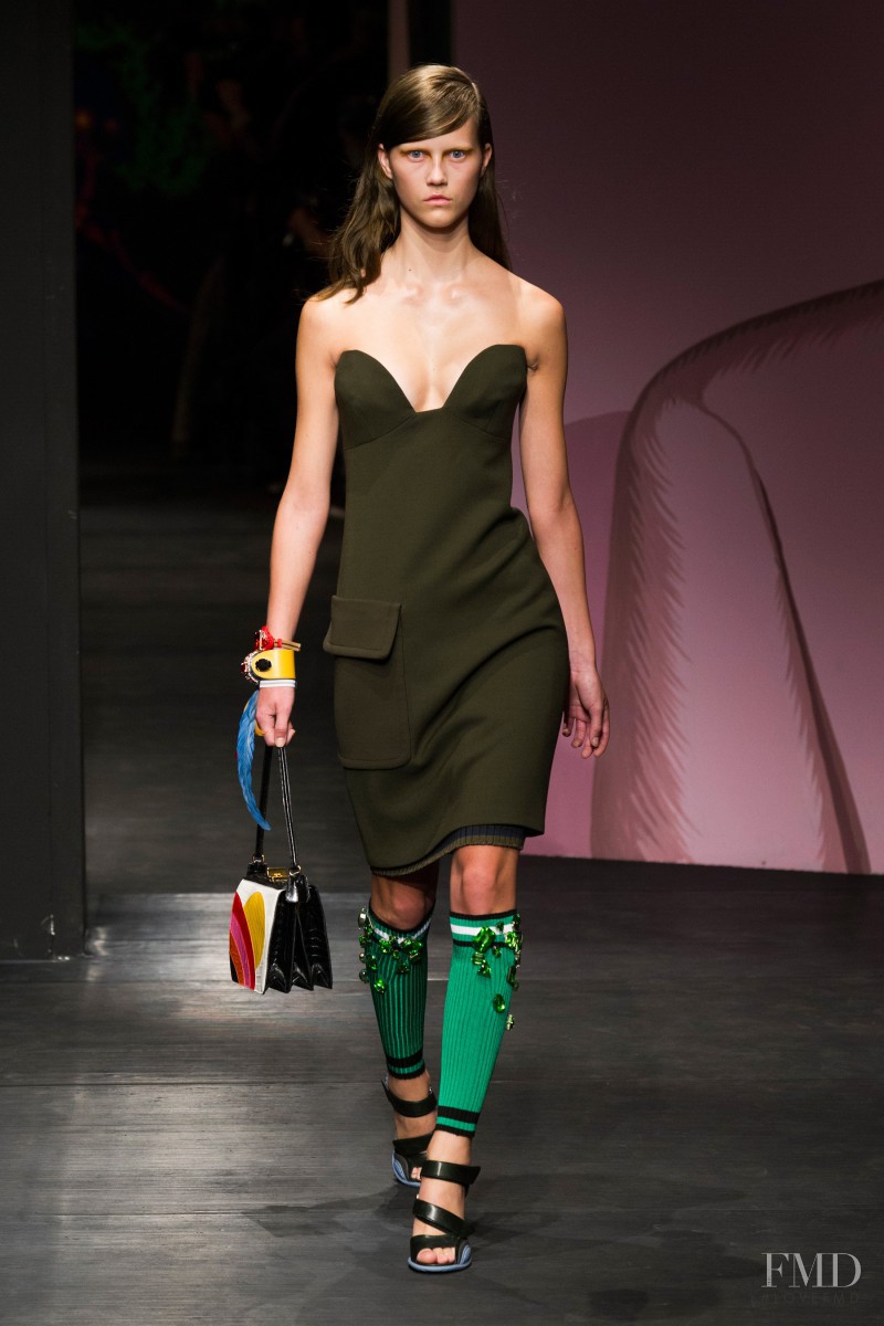 Julie Hoomans featured in  the Prada fashion show for Spring/Summer 2014