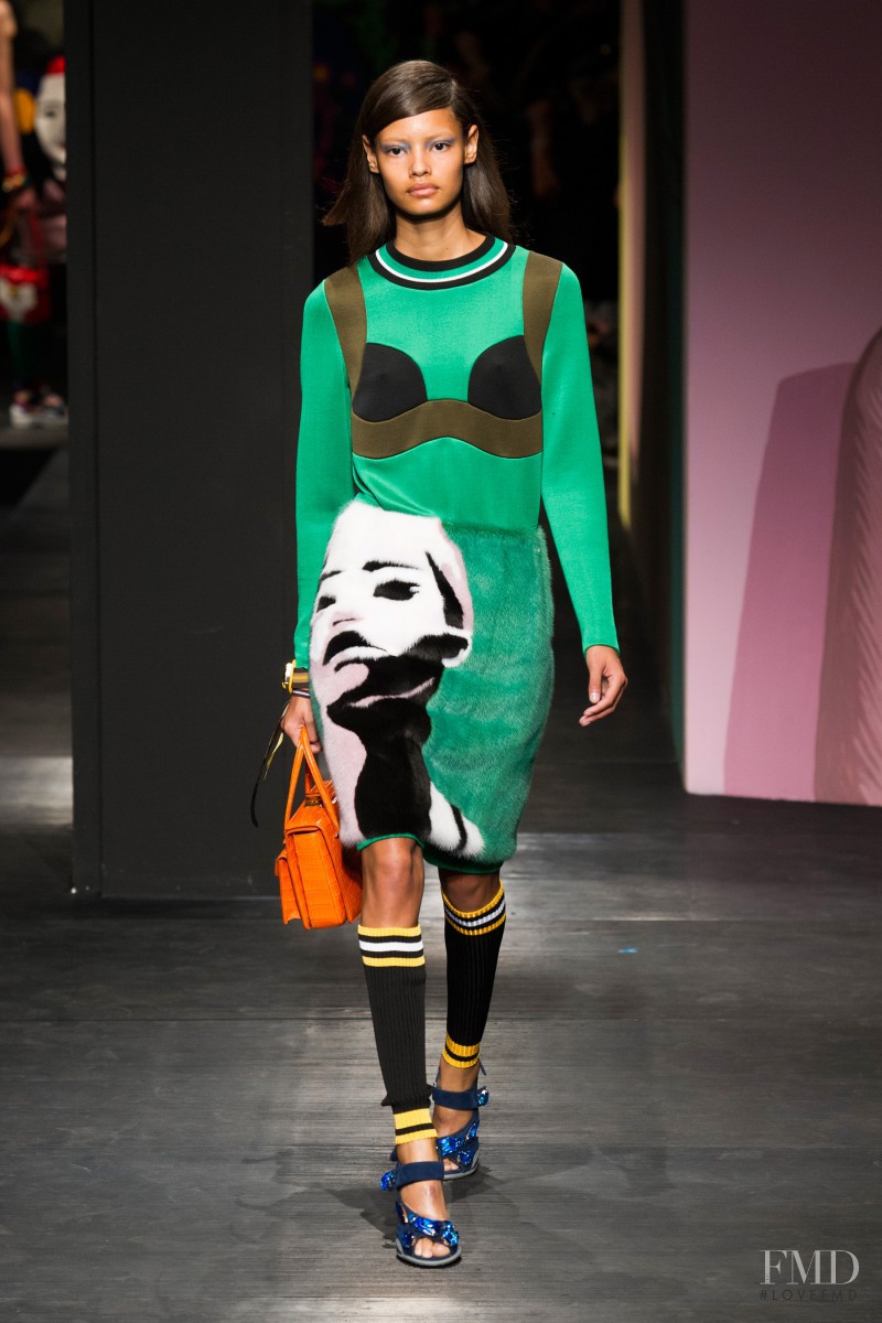 Malaika Firth featured in  the Prada fashion show for Spring/Summer 2014