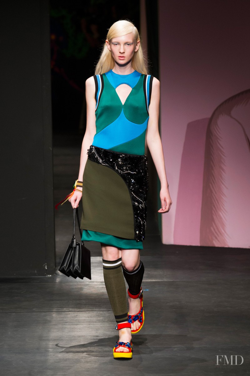 Nastya Sten featured in  the Prada fashion show for Spring/Summer 2014