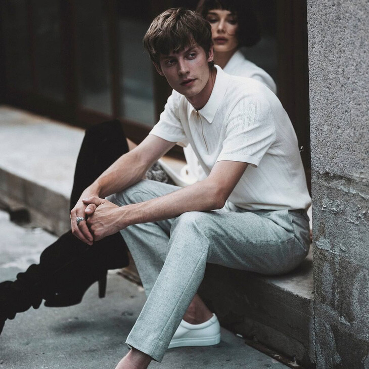 Janis Ancens featured in  the Reiss advertisement for Pre-Fall 2019