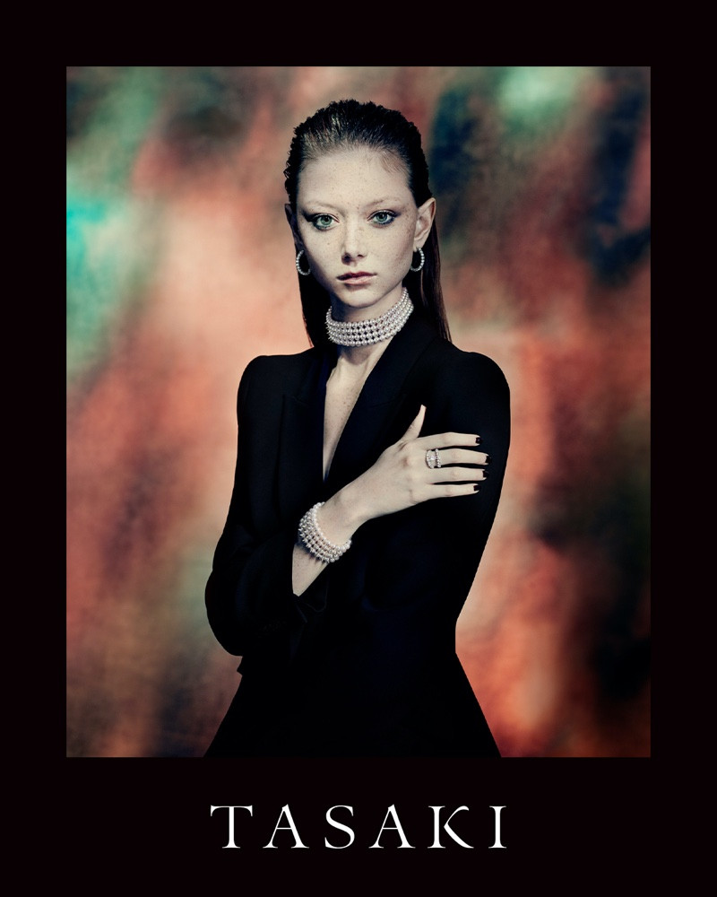 Sara Grace Wallerstedt featured in  the Tasaki advertisement for Autumn/Winter 2022