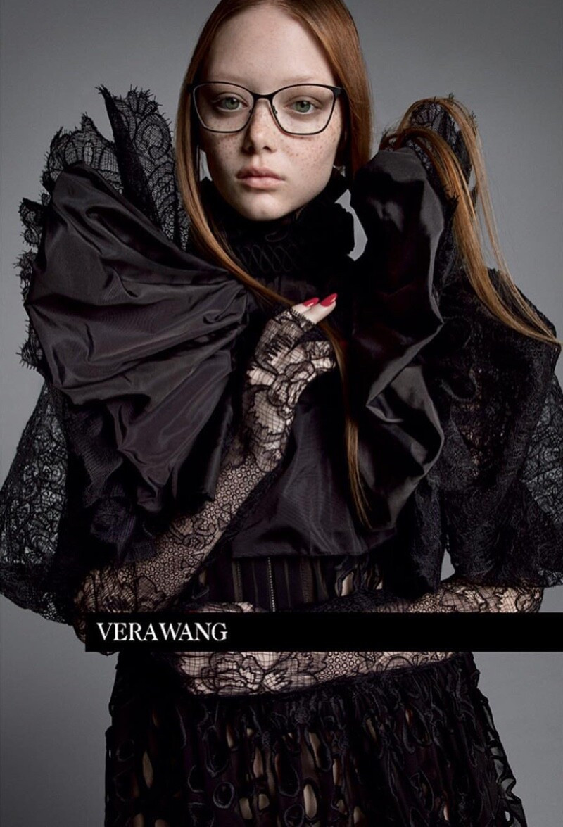 Sara Grace Wallerstedt featured in  the Vera Wang advertisement for Spring/Summer 2019