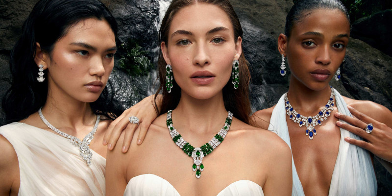 Grace Elizabeth featured in  the Graff Diamonds Graffablous Chapter V: Goddess of the Waterfall  advertisement for Spring/Summer 2023