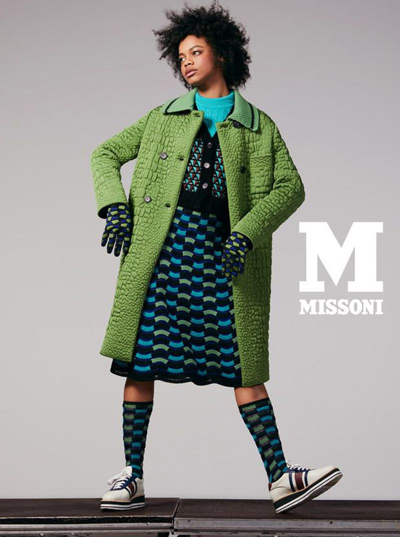 Aaliyah Hydes featured in  the M Missoni advertisement for Autumn/Winter 2018