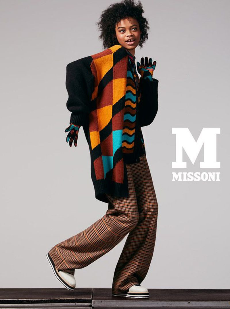 Aaliyah Hydes featured in  the M Missoni advertisement for Autumn/Winter 2018