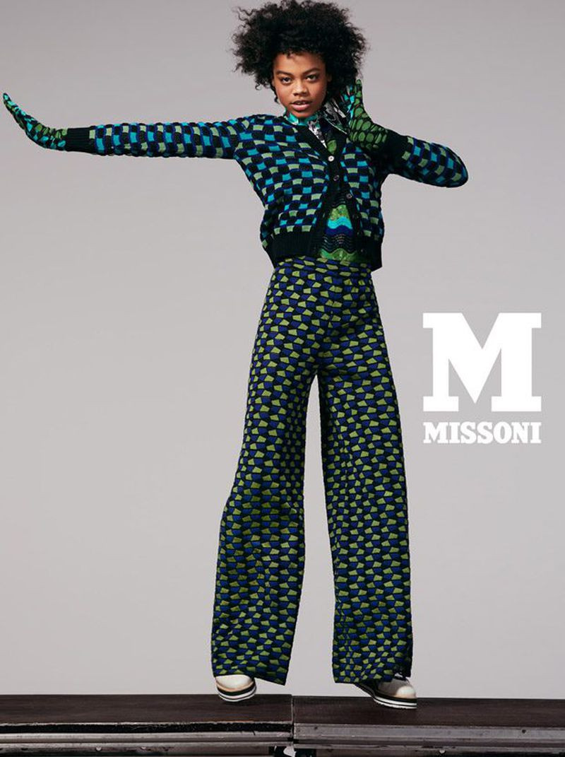 Aaliyah Hydes featured in  the M Missoni advertisement for Autumn/Winter 2018