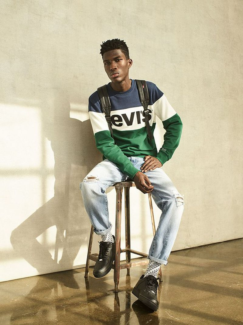 Anarcius Jean featured in  the Levi’s advertisement for Autumn/Winter 2018