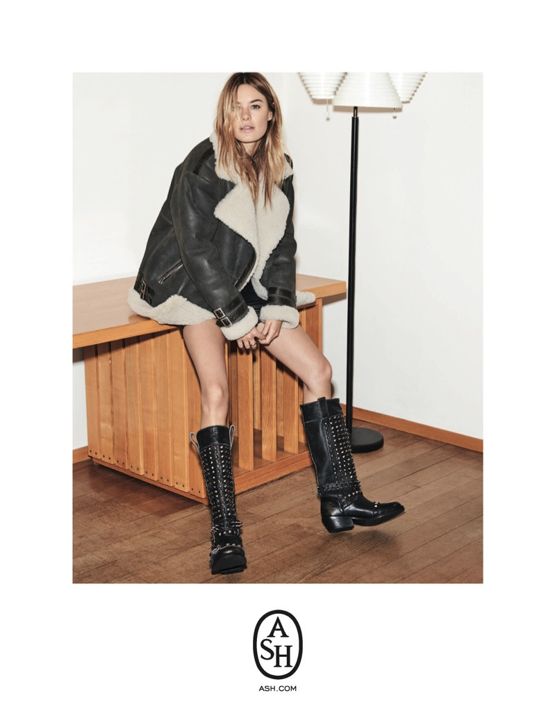 Camille Rowe featured in  the ASH Shoes advertisement for Autumn/Winter 2018