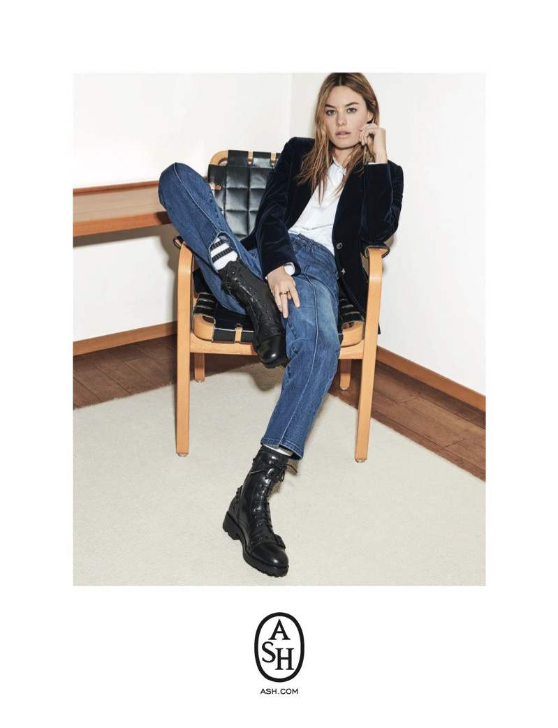 Camille Rowe featured in  the ASH Shoes advertisement for Autumn/Winter 2018